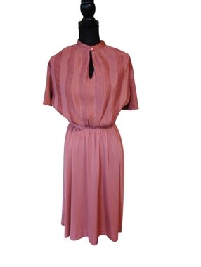 vtg 70s JC Penny Rose Pink Colored dress with flowy sleeves